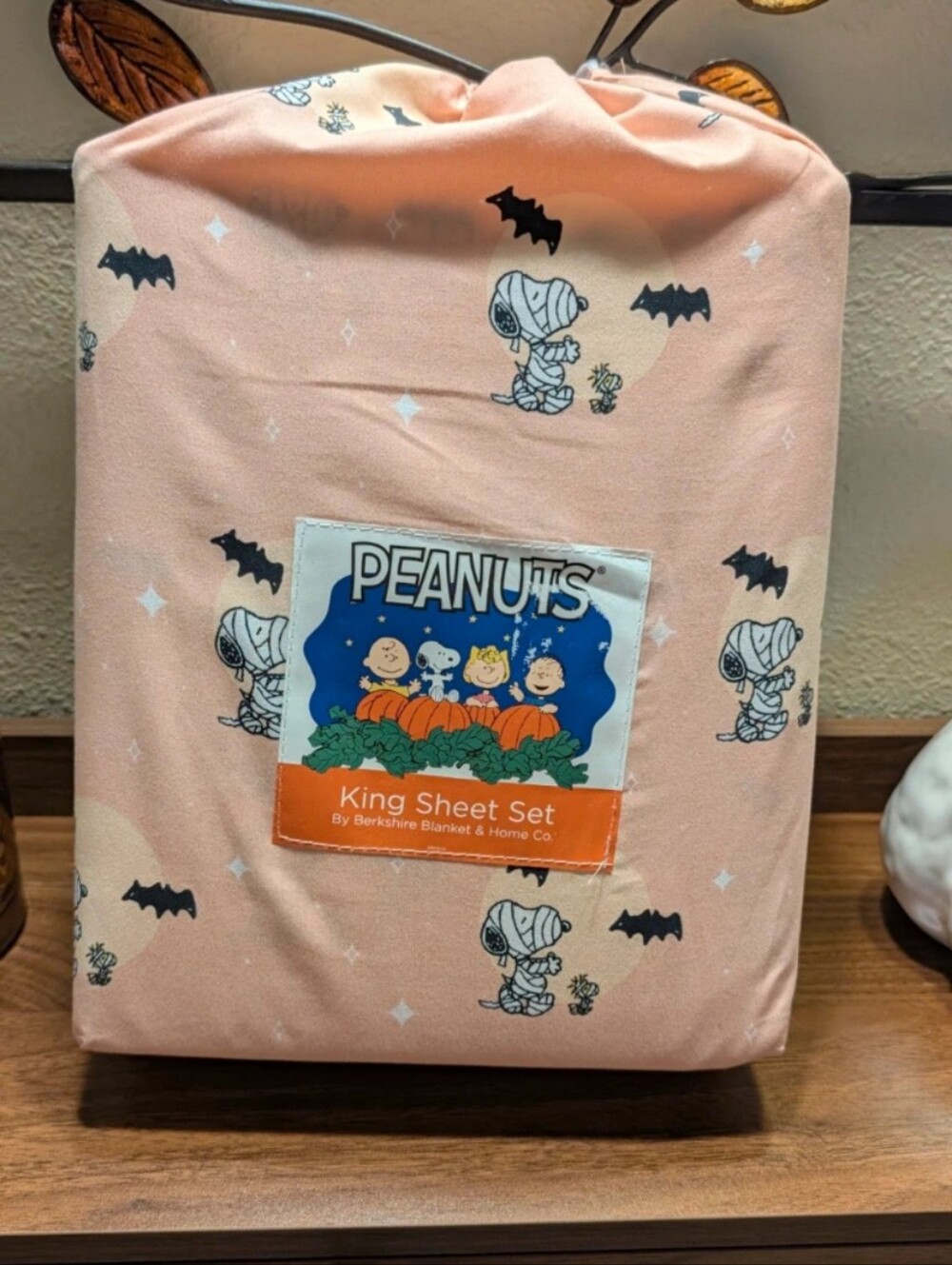 New Snoopy Peanuts Halloween Sheets King Set Pink Berkshire Mummy Bats Stars